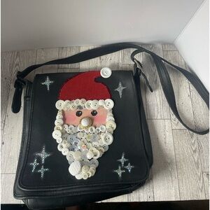 St. Nick Santa Face Christmas Crossbody Novelty Button Leather Purse